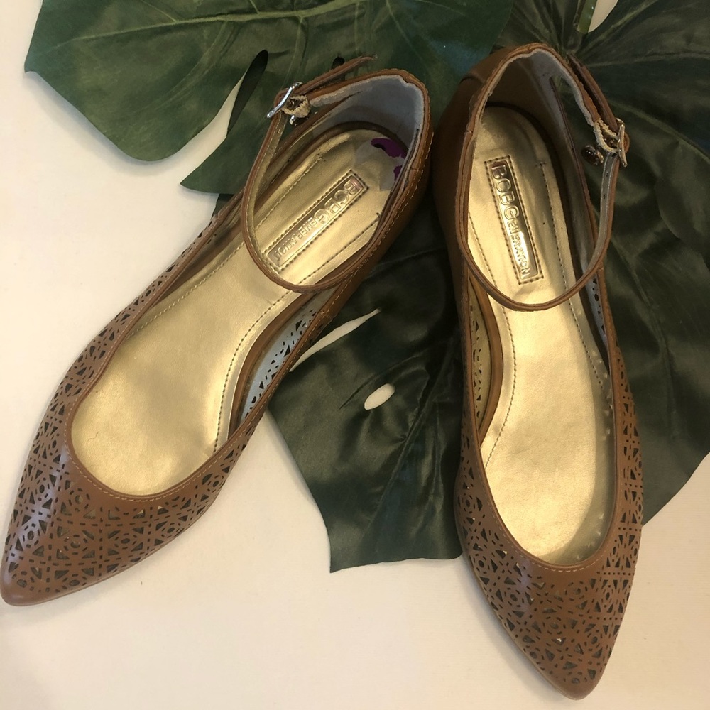 Perforated ankle strap flats